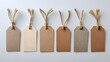 © Jojo* - Collection of Five Blank Kraft Paper Tags with Twine Hangers.