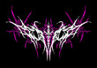 © Artmoreink - neo tribal symmetrical freehand vector style. Sharp, aggressive purple and white ornament for streetwear, tattoo flash, and edgy dark aesthetic.