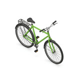 Green bicycle isolated on white background perfect for transportation and leisure.