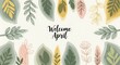 © Didik - Hand-drawn watercolor April welcome greeting with spring botanical leaves and branches