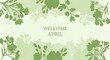 © Warjo - elegant april welcome greeting card with fresh green foliage and soft pastel background