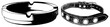 © Rysak - Retro ashtray with textured rim and dog collar with rivets, vector art, black and white, classic design, pet accessory, smoking accessory.