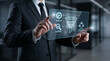 © Rohan Katwe - Business professional interacts with holographic marketing funnel and data analytics dashboard, showcasing digital strategy, customer journey, conversion optimization, and modern business growth tools