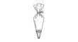 © Akmol - Professional pastry piping bag filled with cream and fitted with a metal star nozzle tip for cake decoration and baking.