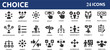 © Deloara - Choice 24 icon set. Containing decision, option, selection, dilemma, select, preference, quiz, opportunity and more.