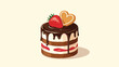 © Amelia - Elegant mini chocolate layer cake topped with dark chocolate ganache, a fresh strawberry, and a sweet heart cookie.