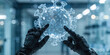 © Napaporn - Robotic hands exploring holographic virus sphere biotechnology research lab future