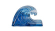 © Besi - Blue glass wave sculpture isolated against a white background symbolizing ocean art