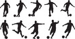 © MonoSil - Silhouettes of soccer players in various kicking positions action