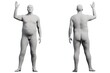 © Mihai Zaharia - 3D Fat Man standing 2-View Matte Black White
