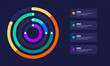 © Bony - A circular data visualization dashboard featuring colorful progress rings and a legend interface