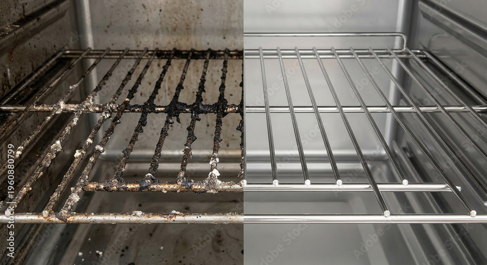Dirty oven rack transformed into sparkling clean after effective ...