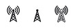 © Prokopchuk - Collection of black radio tower icons in various styles, perfect for telecommunication, signal, and wireless themes.