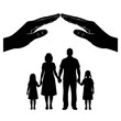 © Niswatul Kharimah - Family protected by caring hands together.
