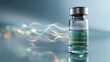 © Studio Zenith - Flacon de vaccin transparent avec liquide vert sur fond médical