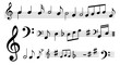 © New_bundles - Musical notes and symbols with treble and bass clefs, sharps and flats on staves. featuring staff, sheet music, rhythm with tempo and melody elements