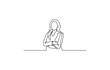 © Akhi - Continuous one line drawing of confident businesswoman with crossed arms. Minimalist corporate female leader portrait vector.