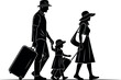 © Md - Black silhouette of a family with luggage walking together