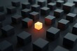 © leon - A single glowing cube stands out among many dark cubes in a dramatic display