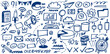 © Anatoliy - Strategy and marketing hand drawn icon set in doodle style. Business concept symbols with simple sketch lines for planning, analytics, growth, communication and creative corporate design projects.