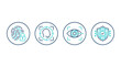 © AR - Comprehensive set of cybersecurity and biometric authentication icons, illustrating secure access, data protection, and personal verification through various advanced technologies