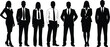 © Jahanara - Group of business people silhouettes in formal attire standing together isolated on white background, corporate team, leadership, and diversity concept
