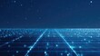 © Sampao - Futuristic Digital Landscape with Glowing Blue Grids and Particles Under Starry Sky for Technology and Science Themes
