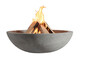 © abmo - Concrete fire pit with flames and wood burning isolated on a transparent background