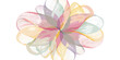 © Akimul - Translucent watercolor flower design displays overlapping soft pastel petals radiating gently from the center point upon a white background surface.