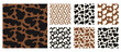 © Syuzann q - Animal seamless pattern with cow spot and dog fur in brown. Bold cowhide and dalmatian animal print with wild freeform blobs. Hand drawn vector set of monochrome organic scatter motifs for fabric.