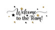 © womaura - A celebratory graphic illustration with stars and text reads Welcome to the Team! on a white background