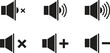 © Ameer - A set of black icons depicting various sound and volume control symbols on a white background