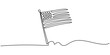 © RK Drawing Gallery - Minimalist one line art of the united states of america flag waving in the wind on a pole. Vector, illustration