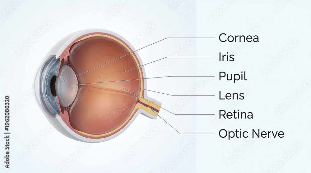 Eye diagram labeled human eye anatomy with parts and structure detail ...