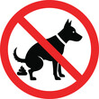 © TOMSINA - Dog prohibition sign silhouette with red circle and diagonal line, vector illustration of pet regulation design, flat vector illustration