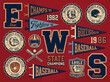 © Aurora frame - Vintage collegiate badge set featuring sports emblems varsity typography and classic team branding elements for apparel merchandise and graphic design