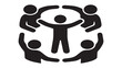 © firman - Support system icon showing a group of people protecting and cheering a central person in a circle.