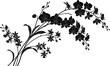 © Yamin - Elegant black silhouette of delicate orchid blossoms on graceful branches, a sophisticated floral illustration for decorative projects. Timeless botanical aesthetic
