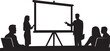 © Md - Business meeting, presentation, office teamwork, silhouette icons