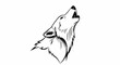 © trites - Black and white illustration of a wolf howling upward with stylized fur