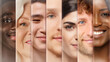 © master1305 - Close up collage of people of different ages and ethnic backgrounds with natural expressions. Concept of generational diversity, inclusive society, social representation, equality, human connection.