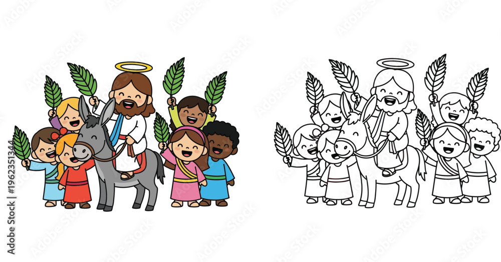 Jesus Christ Riding Donkey for Palm Sunday Celebration with Children ...