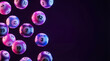 © Aurora Aesthetics - lottery balls pink blue gradient neon numbers jackpot winner gambling draw dark purple background horizontal copy space for casino game design banner concept