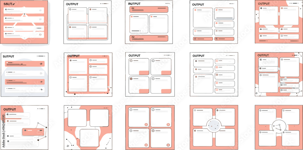 Dashboard UI Wireframe Template Set Featuring Input Output Layouts ...