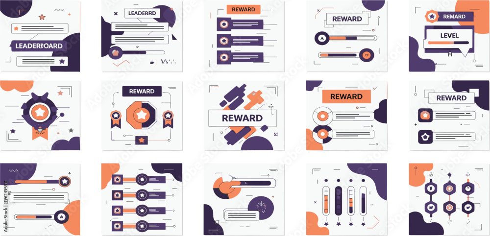 Gamification UI Elements Illustration Set Featuring Leaderboards ...
