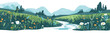 © Vector Shop - Idyllic River Scene with Wildflowers isolated vector style