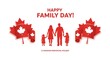 © Sapara - Family Day Celebration in Canada: A cheerful depiction of a family of four, framed by vibrant Canadian flags, heralds the joy of Family Day in a provincial Canadian celebration.