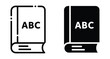 © Vintage Stock - ABC book icon set featuring outline and solid glyph styles for education learning alphabet school library reading study and literacy