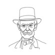 © Air - Minimalist line art portrait of a man in top hat with beard and bow tie