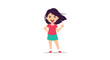 © Washim - Playful young girl sticking her tongue out and making a peace sign gesture while standing on a simple white background illustration.